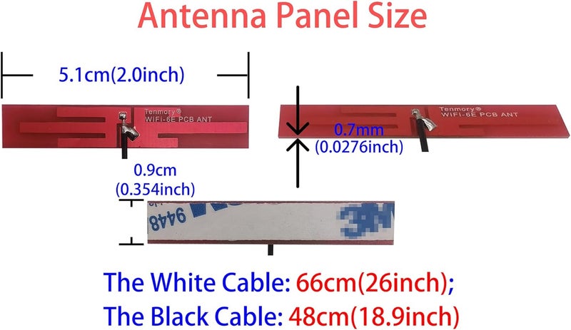 Tenmory WiFi 6E Antenna U.FL MHF4 Tri-Band 6GHz 5GHz 2.4GHz Internal Laptop Wi-Fi Antennas for AX200 AX210 1675X M.2 NGFF Card - Image 2